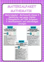 Vorschau - Arbeitsblätter - Materialpaket-Mathematik Klasse 5 Natürliche und ganze Zahlen 3 Übungshefte mit 208 Aufgaben, 3 Abschlusstests und vollständigen Lösungen Klasse 5 - Deckblatt