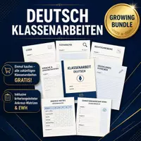 Vorschau - Unterrichtsreihen - MaterialpaketSorglos-Paket Deutsch: Alle Klassenarbeiten & Tests 📝 (Klasse 5–10 | WACHSENDES BUNDLE | Mit Ankreuzmatrix) - Deckblatt