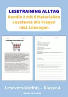 Vorschau - Stundenentwürfe - Lesetraining Alltag Materialpaket – Leseverständnis Klasse 4 | 5 Materialien mit Lösungen (Set 2) - Deckblatt