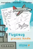Vorschau - Arbeitsblätter - Grosses Bundle Arbeitsblätter, Digistamps, Ausmalbilder Flugzeuge - Deckblatt