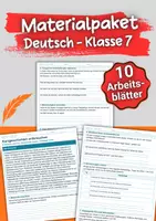 Vorschau - Arbeitsblätter - Materialpaket – Deutsch Klasse 7 – Arbeitsblätter - Deckblatt