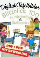 Vorschau - Präsentationen/Tafelbilder - Materialpaket: Blitzblick 100 – Hunderterfeld & Stellenwert mit Bewegung | digitale Tafelbilder - Deckblatt