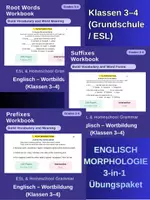 Vorschau - Arbeitsblätter - Wortbildung Komplettpaket: Prefixes, Suffixes & Root Words (Klassen 3–4) – 3-in-1 Bundle - Deckblatt