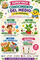 Vista previa - Unidades / Secuencias / Situaciones de Aprendizaje - SUPER PACK Conocimiento del Medio · 1.º Primaria Cuerpo y salud + Plantas + Animales + Juego GRATIS - Portada