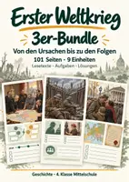 Vorschau - Unterrichtsreihen - Erster Weltkrieg – 3er-Bundle Ursachen, Krieg & Folgen 101 Seiten mit Lösungen - Deckblatt