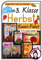 Vorschau - Stundenentwürfe - Kunst HERBST Grundschule | 4 Kunstprojekte für die 3. Klasse | Materialpaket - Deckblatt