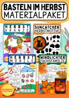 Vorschau - Mal- und Bastelvorlagen - 🍂 Basteln im Herbst – Bastelpaket für die Grundschule und Zuhause - Deckblatt