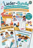 Vorschau - Arbeitsblätter - 4 Lieder für den Schulalltag | Morgenritual, Kennenlernen, Gemeinschaft & Geburtstag - Deckblatt