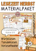 Vorschau - Arbeitsblätter - Lesezeitstationen Herbst, MATERIALPAKET, Klasse 2/3 - Deckblatt