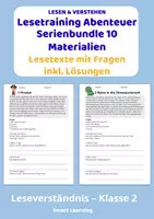 Vorschau - Stundenentwürfe - Lesetraining Abenteuer Materialpaket – Leseverständnis Klasse 2 | 10 Materialien mit Lösungen - Deckblatt