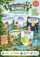 Vorschau - Unterrichtsreihen - Sachunterricht Bundle Klasse 3–4 | 5 Werkstätten – Wasser, Wetter, Wald, Sonnensystem & Deutschland - Deckblatt