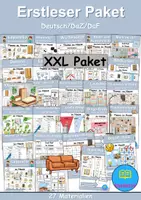 Vorschau - Arbeitsblätter - Materialpaket - Erstleser - zu Hause / wohnen / Möbel & Räume - DaZ/DaF / Deutsch / Sachunterricht - Deckblatt