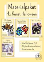 Vorschau - Arbeitsblätter - Materialpaket Halloween - 4 x Kunst im Herbst - Basteln Grundschule Kunst Klasse 2, Kunst Klasse 3 - Deckblatt