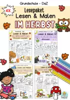 Vorschau - Mal- und Bastelvorlagen - Lesen und Malen Herbst - Klasse 2, Klasse 3, Klasse 4, DaZ - Deckblatt