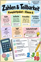 Vorschau - Arbeitsblätter - Zahlen & Teilbarkeit – Komplettpaket | Teiler, Vielfache, ggT, kgV & Primzahlen – Klasse 6 - Deckblatt