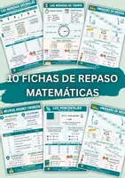 Vista previa - Hojas de trabajo - Fichas de repaso MATEMÁTICAS | Pack completo 10 fichas | Fracciones, decimales, medidas y geometría | Primaria - Portada