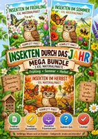 Vorschau - Mal- und Bastelvorlagen - Insekten durch das Jahr – MEGA Bundle | Frühling, Sommer & Herbst | Steckbriefe, Ausmalbilder, Quiz & Präsentationen - Deckblatt
