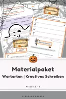 Vorschau - Arbeitsblätter - Materialpaket Halloween Deutsch | Klasse 2–3 | Nomen, zusammengesetzte Wörter & Akrostichon | Kreatives Schreiben - Deckblatt