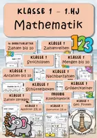 Vorschau - Arbeitsblätter - Mathe Klasse 1 (1. HJ) – Umfassende Arbeitsblättersammlung (Zahlenraum bis 10) - Deckblatt