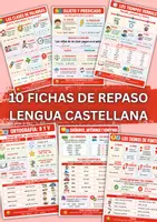 Vista previa - Hojas de trabajo - Fichas de repaso LENGUA CASTELLANA | Pack completo 10 fichas | Ortografía, gramática y acentuación - Portada