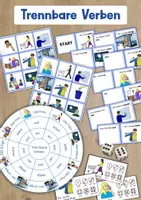 Vorschau - Stationenlernen - Trennbare Verben | Spiele A1 | DaF DaZ - Deckblatt