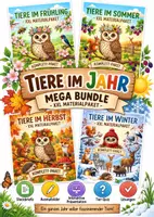 Vorschau - Arbeitsblätter - Tiere im Jahr – MEGA Bundle | Frühling, Sommer, Herbst & Winter | Steckbriefe, Ausmalbilder, Quiz & Präsentationen - Deckblatt