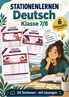 Vorschau - Arbeitsblätter - Stationenlernen Deutsch Klasse 7/8 im Paket | Sechs Stationsläufe mit Laufzettel und Lösungen - Deckblatt