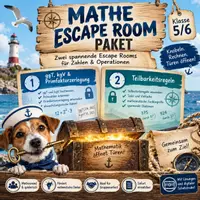 Vorschau - Arbeitsblätter - Mathe Escape Room Paket Klasse 5/6 – ggT, kgV, Primzahlen & Teilbarkeit - Deckblatt