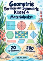 Vorschau - Arbeitsblätter - Geometrie Formen und Symmetrie Klasse 4 | Materialpaket | 20 PDFs mit 200 Arbeitsblättern - Deckblatt