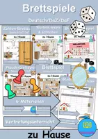 Vorschau - Arbeitsblätter - Materialpaket - Brettspiele - zu Hause / wohnen / Möbel & Räume - DaZ/DaF / Deutsch / Sachunterricht - Deckblatt