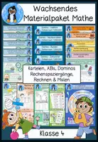 Vorschau - Arbeitsblätter - Mathe Klasse 4 – Wachsendes Materialpaket Mathematik | Arbeitsblätter, Karteien, Dominos & Rechenspaziergänge - Deckblatt