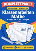 Vorschau - Test - Klassenarbeiten Mathe Klasse 5–8 – Paket mit Lösungen - Deckblatt