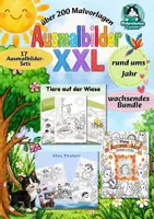 Vorschau - Mal- und Bastelvorlagen - Ausmalbilder XXL – 232 Malvorlagen in 17 Sets | wachsendes Bundle Klasse 1–4 - Deckblatt