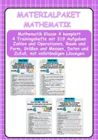 Vorschau - Arbeitsblätter - Materialpaket Mathematik Klasse 4 komplett - 4 Trainingshefte mit 319 Aufgaben Zahlen und Operationen, Raum und Form, Größen und Messen, Daten und Zufall, mit vollständigen Lösungen Klasse 4 - Deckblatt