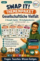 Vorschau - Spiele - SwapIt-Themenpaket "Gesellschaftliche Vielfalt" – 4 Spiele mit 116 Aufgabenkarten - Deckblatt