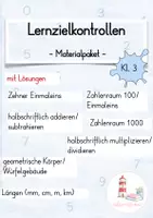 Vorschau - Arbeitsblätter - Mathe Lernzielkontrollen/ Arbeiten Materialpaket (Kl. 3) - Deckblatt