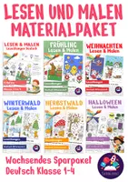 Vorschau - Mal- und Bastelvorlagen - Lesen und Malen Wachsendes Materialpaket - Lesetraining, Leseförderung, Leseübungen Deutsch & DaZ Klasse 1-4 - Deckblatt