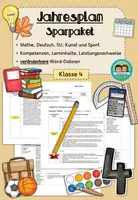 Vorschau - Stundenentwürfe - Jahresplan Stoffverteilungsplan - Klasse 4 (Deutsch, Mathe, Sachunterricht, Sport und Kunst) - Sparpaket - Deckblatt