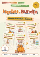 Vorschau - Arbeitsblätter - Herbst-Bundle Mathe Klasse 1 | Wächst laufend | Zählen, Zerlegen, Plus und Minus bis 20, Rechenmauern, Formen | Differenzierung - Deckblatt