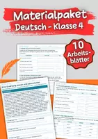 Vorschau - Arbeitsblätter - Materialpaket – Deutsch Klasse 4 – Arbeitsblätter - Deckblatt