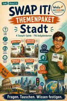 Vorschau - Spiele - SwapIt-Themenpaket Stadt – 4 Spiele mit 116 Aufgabenkarten - Deckblatt