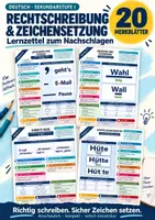 Vorschau - Merkblätter - Lernzettel Rechtschreibung & Zeichensetzung | 20 Merkblätter zum Nachschlagen | Deutsch Klasse 5 bis 9 - Deckblatt