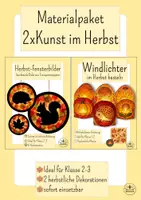 Vorschau - Mal- und Bastelvorlagen - Kunst Herbst Grundschule - Materialpaket - 2 Doppelstunden -Deko basteln Klasse 2, Klasse 3 - Deckblatt