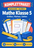 Vorschau - Arbeitsblätter - Mathe Klasse 5 Komplettpaket: Größen, Flächen, Zahlen - Deckblatt