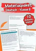 Vorschau - Arbeitsblätter - Materialpaket – Deutsch Klasse 8 – Arbeitsblätter - Deckblatt