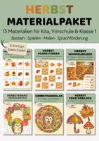 Vorschau - Arbeitsblätter - Herbst Materialpaket für Kita, Vorschule & Klasse 1 | 13 Materialien für Herbstbasteln, Spiele, Sprachförderung, Ausmalbilder & Fensterdeko - Deckblatt