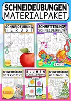 Vorschau - Arbeitsblätter - ✂️ Schneideübungen durchs Jahr – 5 Materialien im Sparpaket - Deckblatt