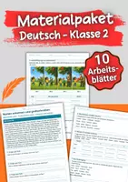 Vorschau - Arbeitsblätter - Materialpaket – Deutsch Klasse 2 – Arbeitsblätter - Deckblatt