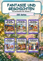 Vorschau - Arbeitsblätter - Fantasie und Geschichten: 10 Lesehefte und Schreibhefte mit Arbeitsblättern und Lösungen - Deckblatt