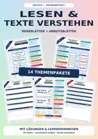 Vorschau - Arbeitsblätter - Lesen & Texte verstehen komplett | 15 Merkblatt-Pakete mit Lösungen | Deutsch Klasse 5-9 - Deckblatt